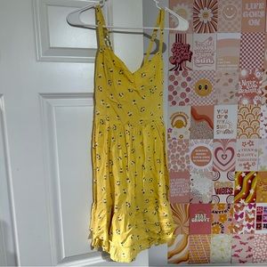 Yellow Floral Flowy Short Dress - Size XS